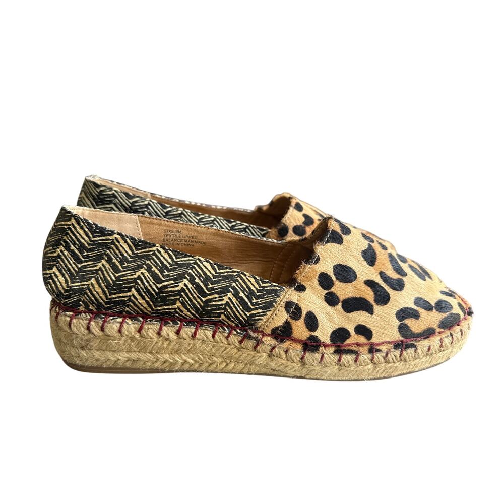 Soft Surroundings Platform Espadrille in Leopard and Geometric Print Size 9